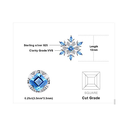 JewelryPalace Snowflake Flower Genuine Swiss Blue Topaz Necklace for Women, 14k Gold Plated 925 Sterling Silver Necklaces for Women, Gemstones Birthstone Statement Pendant Necklace, 18 Inch Box chain2