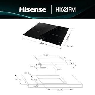Hisense HI621FM Piano Cottura a Induzione 60 cm, 4 Zone con Connect Zone, Power Boost, 7200W, Touch Control, Timer e Indicatore Calore Residuo, Vetroceramica Nero