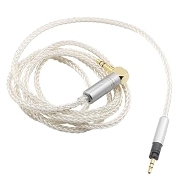 Youkamoo Cabo de substituição trançado de 3,5 mm macho 8 núcleos banhado a prata compatível com fones de ouvido Sennheiser Momentum Momentum 2 Momentum 3 HD1 1,22 m