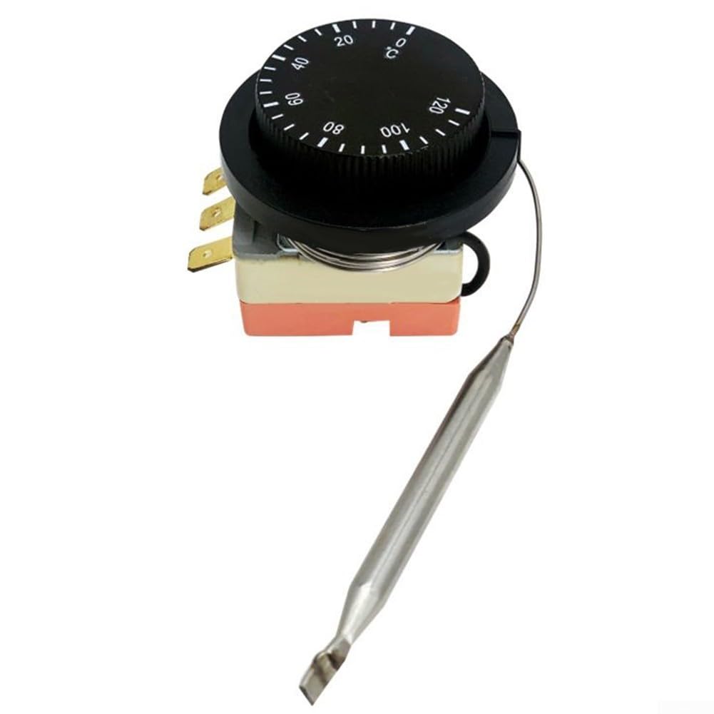 Thermostat mécanique, Thermostat intégré 0-120 °C, régulateur de température, Contrôle Température Interrupteur Capteur À Température Réglable pour Four Réfrigérateur Chauffage