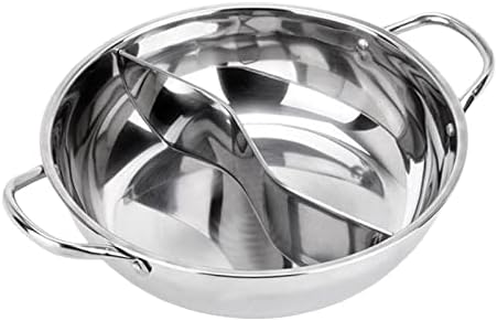 Bothyi 2X Stainless Steel Hot Pot Site Fondue Shabu Kitchen Cookware Elegant Look Sturdy Build Multiple Suitable for Cozy Dinner Special Occasion, Silver, — view 6