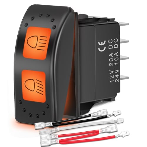 Image of Nilight 6 Pin High Low Beam Headlight Switch for Can-Am Commander Maverick | Plug-and-play fit (OE 710001725) rated at 20A /12VDC with dual LEDs. Includes jumper wires for easy setup