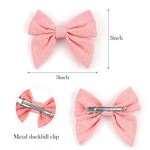Bbgifts 30Pcs Baby Girls Hair Bows Cotton Linen Alligator Hair Clips 3 Inch Fable Girls Toddlers Kids Handmade Pigtail Hair Accessories, 15 Colors In Pair #TOP4