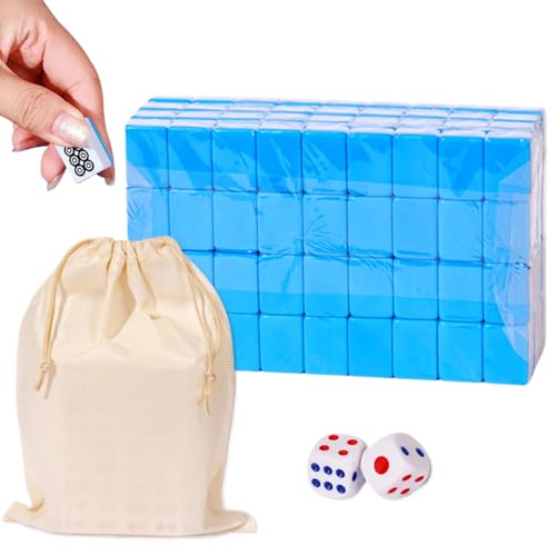 Chinese Mahjong Juego de Mesa Mini con 144 Fichas y 2 Dados miniatura 6