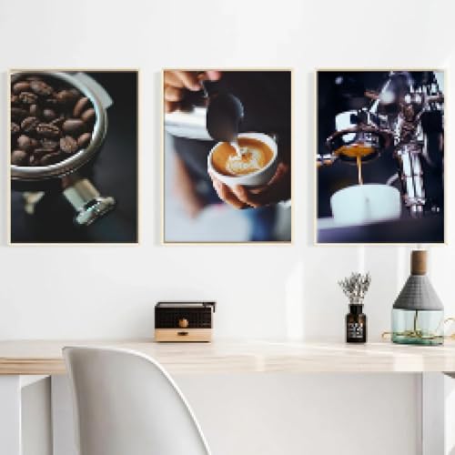 Affiche noir et blanc grains de café 40x60cm en toile sans cadre pour décoration murale