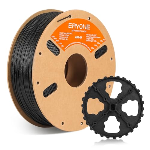ERYONE Glass Fiber ABS Filament 1.75mm +/- 0.03mm, 3D Drucker Filament, ABS GF Filament, 1kg (2.2LBS)/Spool, Schwarz