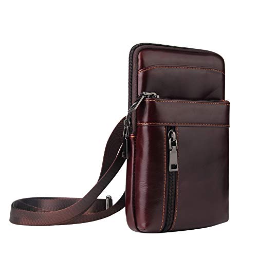 Bolsa de couro genuíno para smartphone, suporte de celular, capa flip para celular, carteira, mensag