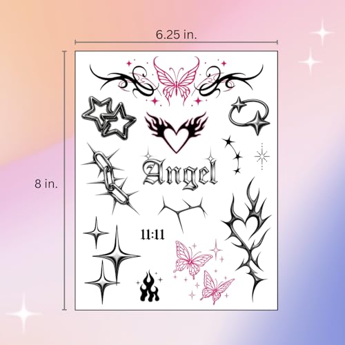 Pixel Hearts Cute Y2K Temporary Tattoos | Realistic Waterproof Fake Tats | Festival, Bachelorette, Halloween, Birthday Favors, Accessories