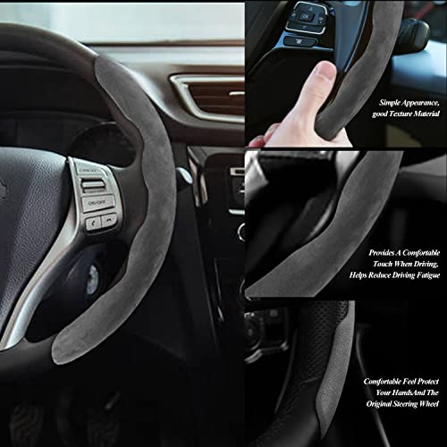 Quwei Universal Car Suede Steering Wheel Cover For Men And Women Removable Car Accessories Anti-Slip Car Sport Protection Covers Four Seasons #TOP5