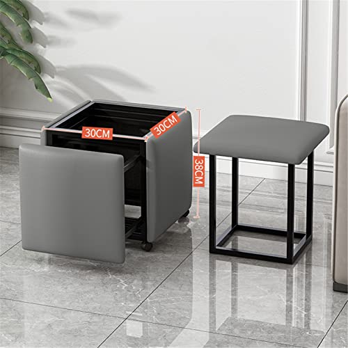Pouf tabouret avec roulettes canapés cube 5 en 1 pliable