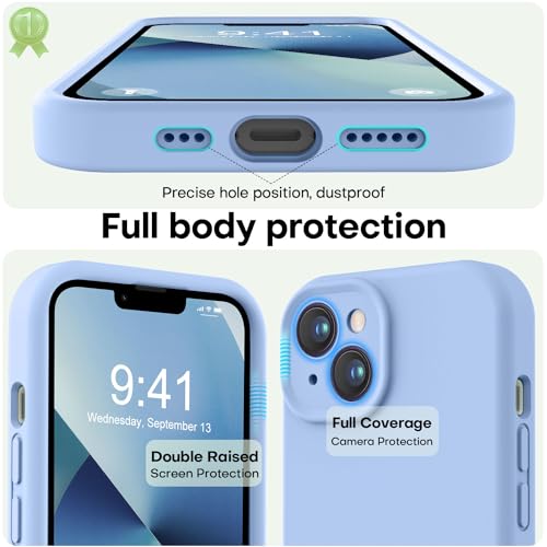 Image of LOVE 3000 Designed for iPhone 13 Case, Premium Silicone with [Camera Protection] [Soft Anti-Scratch Microfiber Lining] Shockproof Protective Phone Case for iPhone 13 Women Men Girls 6.1 inch, Light Blue