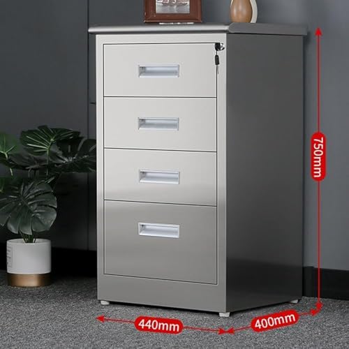 Stainless Steel Locking File Cabinet, 3-Drawer Mobile Storage for Home Office, Garage, Warehouse, Tool Chest & Repair Shop, Durable Metal Medicine Cabinet