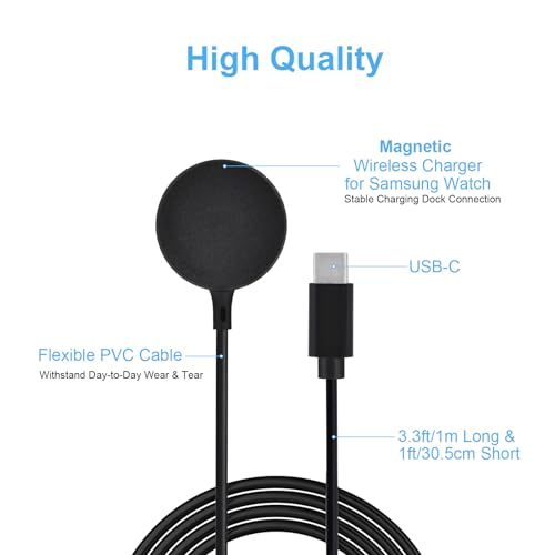 COSOOS 2-Pack USB C Charger for Samsung Watch Charger, Galaxy Watch6/6 Classic/ 5/5 Pro/4/4 Classic/3/Active 2/1, 1m Long & 30cm Short Replacement Type C Wireless Charging Cables for Galaxy Watch - Thumbnail 3