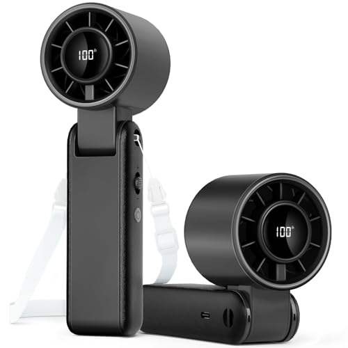 Mini ventilateur portable rechargeable USB avec écran LED et batterie 3000 mAh - 2