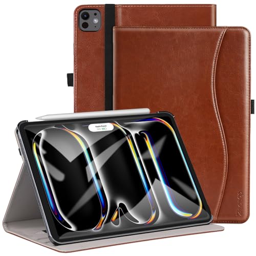 Coque pour iPad Pro 13 Pouce 2024 en cuir PU de première qualité et son élégant coloris brun