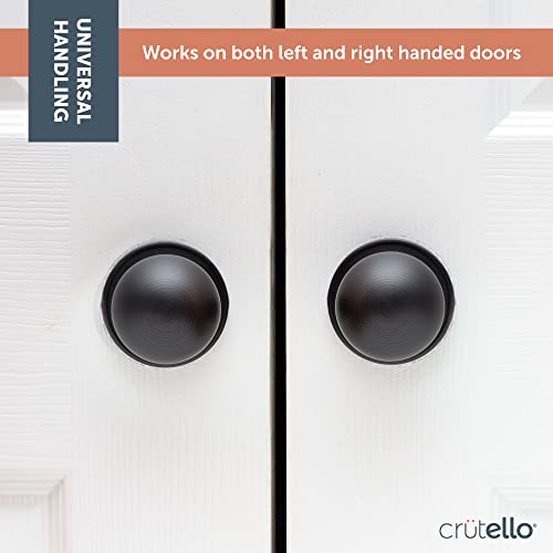 Crutello Passage Door Knob For Hall And Closet - Ball Style, Oil Rubbed Bronze Interior Keyless Non Locking Indoor Doorknob, Round Door Handle, Oil Rubbed Bronze, 10 Pack #TOP5