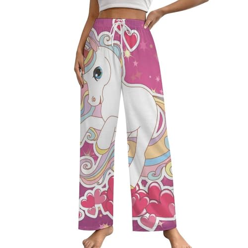 Pantalon de pyjama femme licorne rose bas de nuit confortable taille S