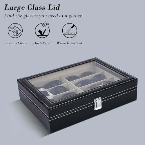 Image of AUTOARK Leather 8 Piece Eyeglasses Storage and Sunglass Glasses Display Case Organizer