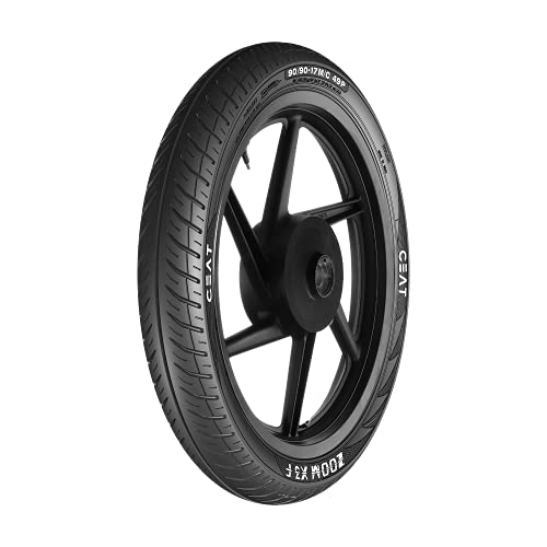 Image of Ceat Zoom X3 90 /90-17 49P Tubeless Bike Tyre, Black