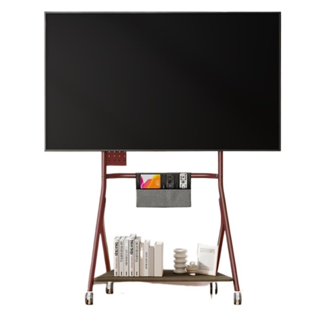 OLSKFUH Tv Stand Television Stands Rolling Mobile Tv Stand With Shelf On Wheels For 45-65 Inch Screen Tvs, Height Adjustable Av Shelf, Max 400X400Mm Tv Stands For Living Room,Red-45-65 inch