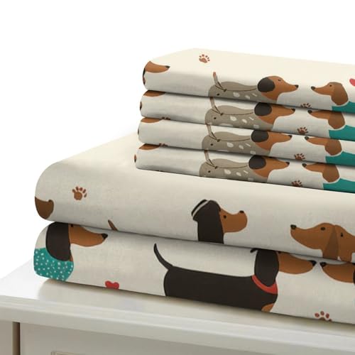 Parure de lit teckel en microfibre housse de couette 200x200cm