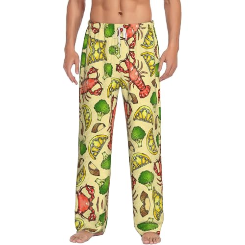 Pantalon de pyjama doux imprimé homard avec poches pour homme