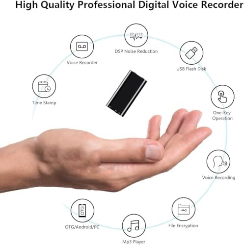 Image of DDLC Mini Small Spy Voice Audio Recorder 8GB Storage Capacity up to 96 Hours Recording with Date & Time Stamp, Crystal Clear Digital Recording, Mp3 Player, Easy to Use (8gb)