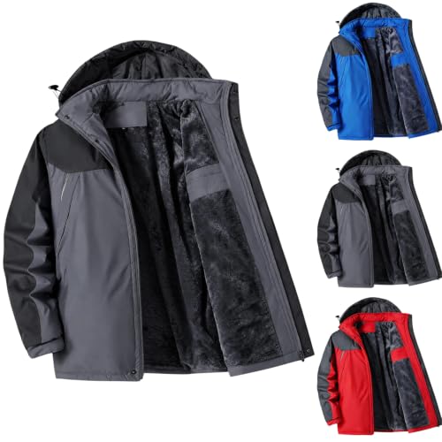 Ski Jacket Men Water Repellent Fleece Lined Snow Coat with Detachable Hood - image 1