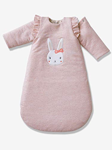 Vertbaudet - Saco de dormir con mangas desmontables, muletón, diseño de conejo rosa rosa Talla:6/18M