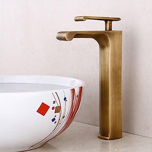 YQZQXWA EuropUPC - Grifo de lavabo retro para cocina y baño, grifo de lavabo antiguo cascada sobre el mostrador, grifo de lavabo caliente y frío, grifo de lavabo innovador
