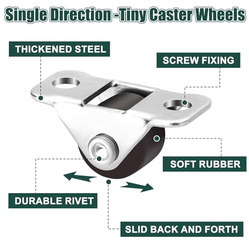 8 Piezas Mini Ruedas de Goma para Muebles 1,3 cm, Direccionales con 20 Tornillos y 1 Destornillador para Pequeños Electrodomésticos - imagen 3