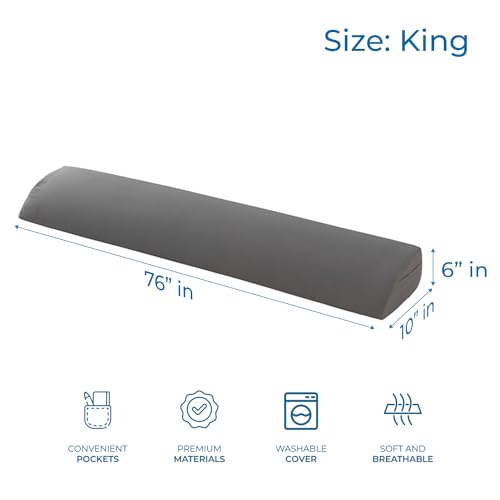 Image of Nestl Bed Wedge Pillow for Headboard, Bed Gap Filler King Size with Side Pockets, Headboard Wedge Pillow for Sleeping, Triangle Mattress Gap Filler King Size 76 inchx10 inch Pillow Wedge for Headboard Gap