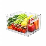 1 Stück Kühlschrank Organizer Schublade,Fridge Organizer Stapelbar und Wiederverwendbar,Ordnungssystem für Frisches Obst/Gemüse,transparentes Lebensmittel-Aufbewahrungsbehälter-Set für Küchen