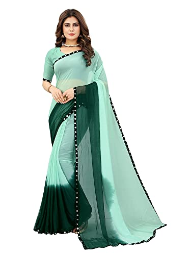 Image of JULEE Women's Chiffon Hand Printed Beutiful (70-30) Half-Half sarees blouse piece PRIME