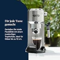 De'Longhi Dedica Style - Perfetto Kompakte Siebträgermaschine Espressomaschine mit Tasten, manuellem Milchaufschäumer für Espresso und Cappuccino, ESE Pad geeignet, 15cm breit, Metall (EC685.M) – Ansicht 7
