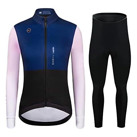 GCRFL Winter Thermal Women's Cycling Jacket Windproof Cold Weather Bike Pants Bicycle Clothing Set Softshell Windbreaker (Blue/Black Set, XL) Cover