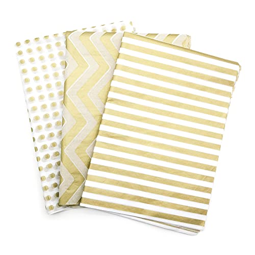 GOIYZTTR 60 Hojas Papel Seda Blanco Dorado Papel de Seda Metálico 3 Estilos Decorativo Papel de Regalo Metálico Dorado para Envolver Regalos DIY Manualidades Cover