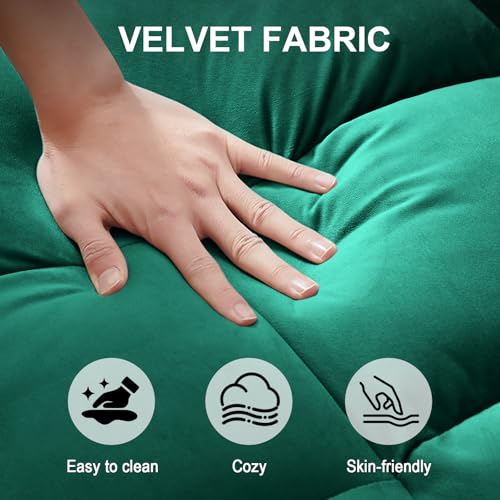 Image of 3 in 1 Folding Convertible Sofa Bed, 55'' Pull Out Couch Bed with Side Pocket, Velvet Fabric Loveseat Sleeper Sofa with Adjustable Backrest, Easy Assembly,Perfect for Living Room, Green