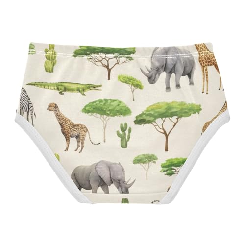 Toddler Underwear Custom 2t Cotton Girl Panties Cute Fun Print Briefs Underpants African Animals Giraffes Watercolor2
