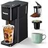 Tastyle Mini Hot and Iced Coffee Maker Single Serve, for K Cup and Ground, 6 to 14 Oz Brew Sizes, with Recipe Book, for Home, Travel, RV, Office and Dorm,Classic Black (2.0 Version)