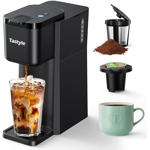 Tastyle Mini Single Serve Hot and Iced Coffee Maker for K Cup and Ground