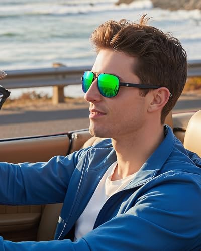 Image of DUCO Aviator Sunglasses for Men Women Carbon Fiber Polarized Sunglasses Men UV Protection for Driving Golf Fishing 3051