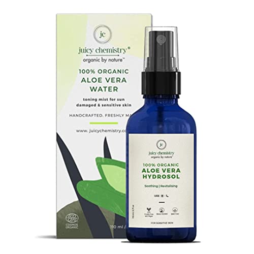 Image of Juicy Chemistry Aloe Vera Face Toner, 50ml | For Soothing, Calming Sensitive & Sun Damaged Skin | Made with 100% Pure Aloe Vera & 100% Certified Organic Mist Spray
