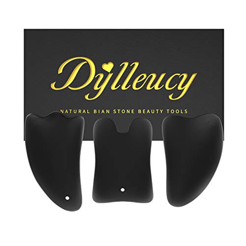 Gua Sha Facial Tools, 3 Pack Gua Sha Set, Natural Obsidian Gua Sha Scraping Tool, Gua Sha Massage Tool for Facial Massage for Facial Skincare