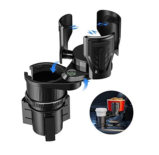 Dual Car Cup Holder Expander, Multifunction Drink Adapter Adjustable Expandable Cupholder for Seat Automotive Auto Truck RV, Compatible with Yeti, Hydroflask 20/24/30/32/40 Oz and Large Water Bottles
