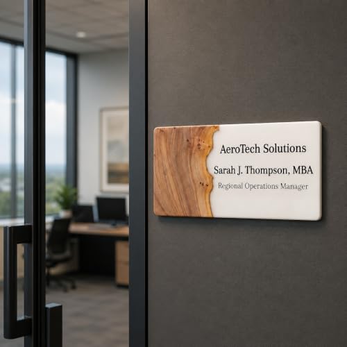 Haidar Ali Impex Custom Wood and Resin Name Plate for Desk and Office Door - Personalized Laser Engraved Logo & Text Nameplate Luxury Executive Plaque Sign for Doctors, Lawyers, Boss & Business Gifts - Image 3
