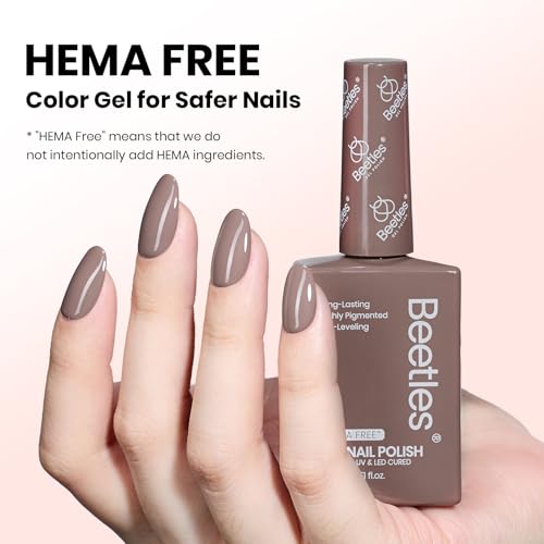 Image of Beetles Brown Gel Nail Polish - 15ML Full Size Hema-Free Grey Color Nail Polish Long-Lasting High Gloss Soak Off Latte Routine Uv Gel Polish Bottle Salon 0.51 Fl Oz Fall Nails Art