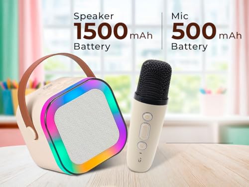 Image of iGear Melody Rechargeable Bluetooth Portable Karaoke Machine for Kids Adults, RGB LED Lights, 1500mAh Battery, Musical Toys for Boys, Girls and Adults