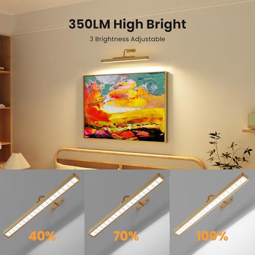 Craftersmark Luminária de latão, 5000 mAh operada por bateria para parede, luz de pintura remota sem