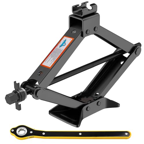 Gato de Tijera para Coche de 1 toneladas, Kit de Gato de Acero para Coche con Mango de trinquete de Ahorro de Esfuerzo, Kit de Emergencia Universal para Coche para Auto/SUV/MPV